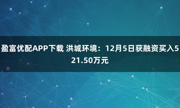盈富优配APP下载 洪城环境：12月5日获融资买入521.50万元