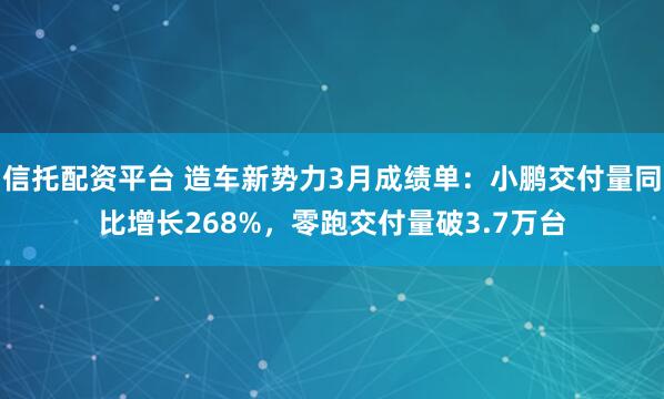 信托配资平台 造车新势力3月成绩单：小鹏交付量同比增长268%，零跑交付量破3.7万台