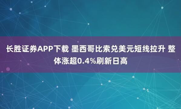 长胜证券APP下载 墨西哥比索兑美元短线拉升 整体涨超0.4%刷新日高